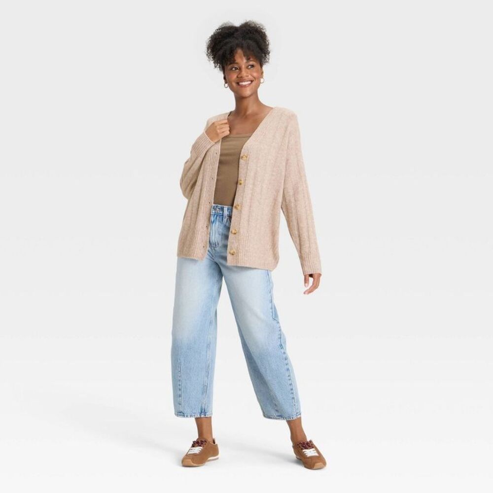 Universal Thread - Women's Knit Ribbed Cardigan - Universal Thread Ta Beige - Picture 3 of 3
